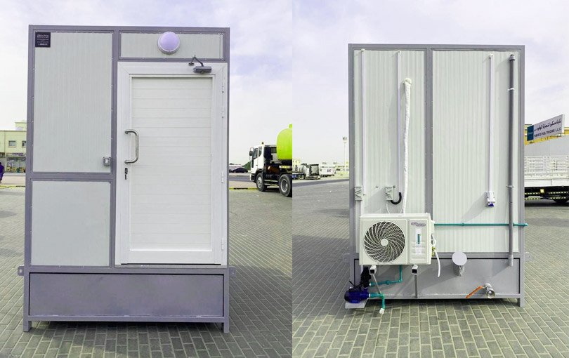 portable shower toilet in two side view