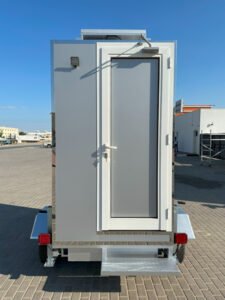 mobile trailer toilet front view in ACP Material