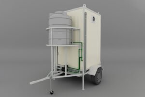 Trailor/caravan toilet with tank includes towing